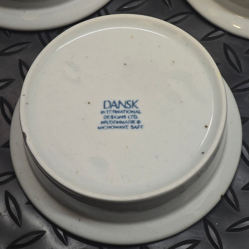 Dansk International Designs Denmark Blue Rim Cream Ramekins Set of 5 Small Bowls - Picture 11 of 13